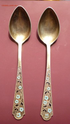 Чайные ложки серебро 875пр., эмаль, 6шт и 2шт. - P1030953.JPG