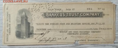Чек банка  США 1918 г.до 6.12. в 22.00 м - IMG_20190705_153708