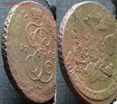 5 копеек 1763 СПМ перечикан с 10 копеек Барабаны - Россия 5 копеек 1763 СПМ перечикан с 10 копеек Барабаны 3