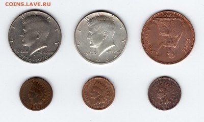 США 1 ц 1887,1903,1907, 50 ц 1976,1965, 1 пенни 1965.Оценка. - img801 - копия