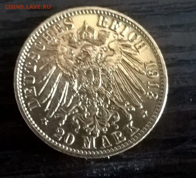 Германия Гамбург 1913 20 марок золото - 800г