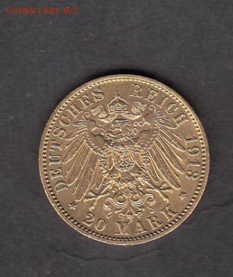 Германия Гамбург 1913 20 марок золото - 800а