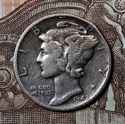 США 10 центов 1935,41(2шт.),42(2шт.),44,48. С 200. 13.07. - 026