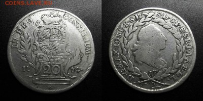 Германия (Бавария) 20 крейцеров (1774) до 11.07 - Германия (Бавария) – 20 крейцеров (1774) (Ag) №1