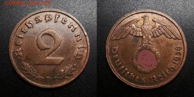 Германия (3-й Рейх) 2 рейхспфеннига (1936 D) до 11.07 - Германия (3-й Рейх) – 2 рейхспфеннига (1936 D) №2