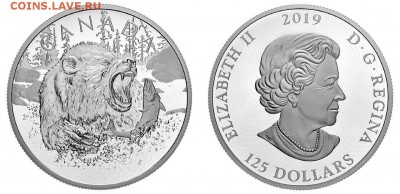 НОВОСТИ - Canada_125_dollars_2019_Grizzly