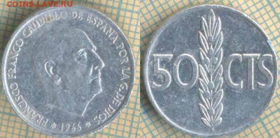 Испания 50 песет 1966 г., до 17.07.2019 г. 22.00 по Москве - Испания 50 песет 1966  1692