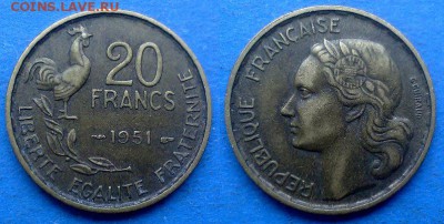 Франция - 20 франков 1951 года до 18.07 - Франция 20 франков 1951