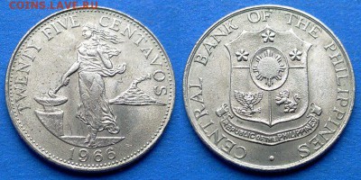 Филиппины - 25 сентаво 1966 года (Женщина) до 18.07 - Филиппины 25 сентаво 1966