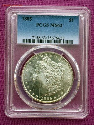 США 1 Доллар Моргана 1885 P СЕРЕБРО Слаб PCGS MS63 - 1