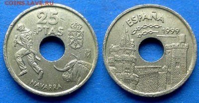 Испания - 25 песет 1999 года (Наварра) до 20.07 - Испания 25 песет 1999