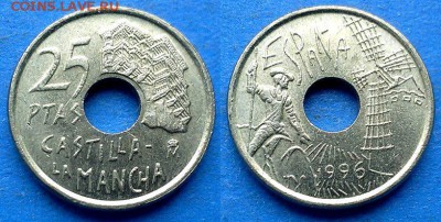 Испания - 25 песет 1996 года (Кастилия - Ла-Манча) до 20.07 - Испания 25 песет 1996