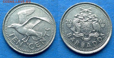 Барбадос - 10 центов 2001 года до 20.07 - Барбадос 10 центов 2001