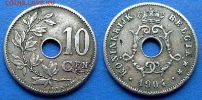 Бельгия - 10 сантимов (BELGIË) 1904 года до 23.07 - Бельгия 10 сантимов 1904