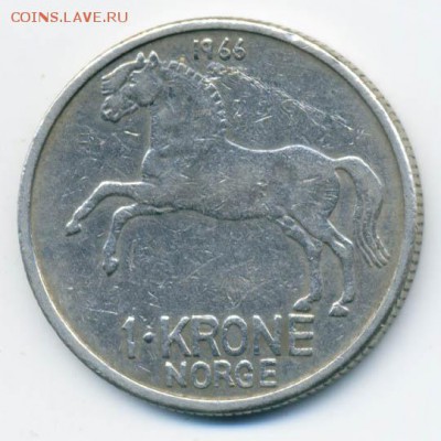 Норвегия 1 крона 1966 - Норвегия_крона-1966_Р