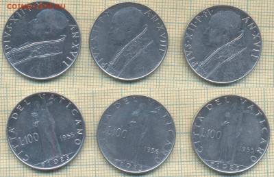 Ватикан 100 лир 1955, 1956 г., фикс - Ватикан 100 лир 1955  ф6626