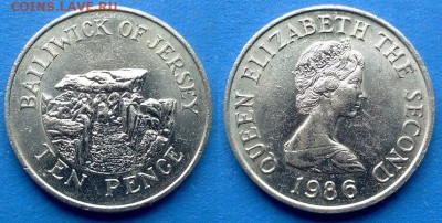 Джерси - 10 пенсов 1986 года до 24.07 - Джерси 10 пенсов 1986