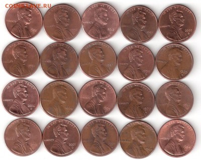 США: 1 Цент - 20 монет*" разные - 1cent D-20st p