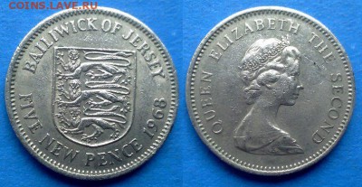 Джерси - 5 новых пенсов 1968 года до 25.07 - Джерси 5 новых пенсов 1968