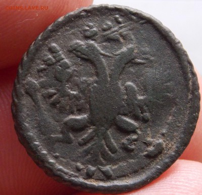 Полушка 1734г. перечекан с крестовой копейки - 102