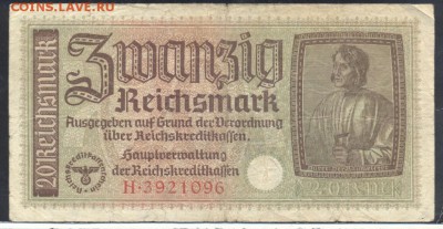 Германия 20 марок 1939-45 г.  27.07. 19 г. 22 -00 МСК. - 3-ий Рейх 20 марок1
