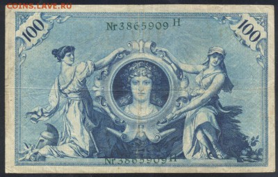 Германия  100 марок 1908 г. Зелёная печать.  27.07. 19 г. 22 - 100  м. 1908 зел.1