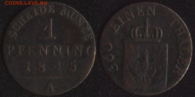 Мелочь старой Германии на оценку - Пруссия 1 пфенниг 1845