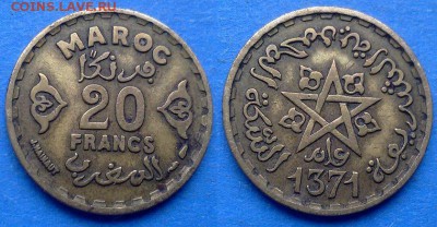 Марокко - 20 франков 1952 года до 4.08 - Марокко 20 франков 1952