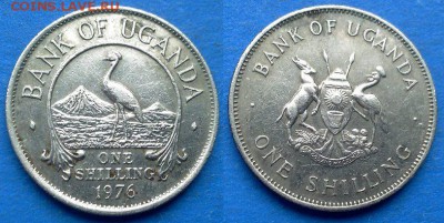 Уганда - 1 шиллинг 1976 года до 4.08 - Уганда 1 шиллинг 1976