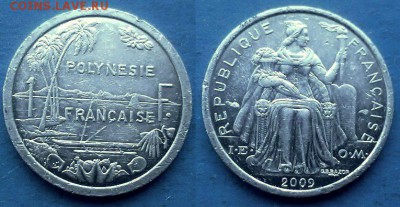 Французская Полинезия - 1 франк 2009 года до 6.08 - Французская Полинезия 1 франк 2009