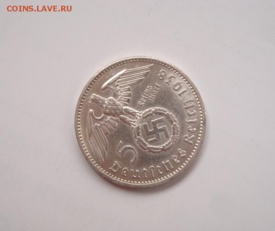 3 РЕЙХ, 5 RM 1938 "А", Гинденбург со свастикой, до 04.08 - 9