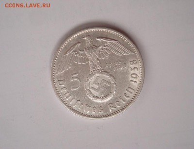 3 РЕЙХ, 5 RM 1938 "Е", Гинденбург (Редкий), до 04.08 - E2