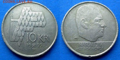 Норвегия - 10 крон 1995 года до 6.08 - Норвегия 10 крон 1995