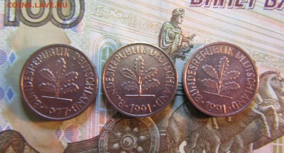 ГЕРМАНИЯ ФРГ  2 пфеннига F.G - 3 шт. 1977-91г       до 06.08 - IMG_6385.JPG