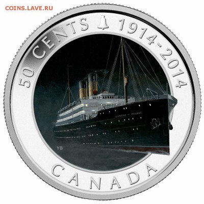 Канада 50 cents 2014 г. Корабль Принцесса Ирландии Цветная - Канада 50 центов 2014-2