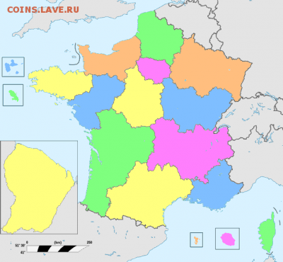 Монеты посвященные административному делению страны - France_18_regions