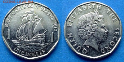 Восточные Карибы - 1 доллар 2012 года (Парусник) до 10.08 - Восточные Карибы 1 доллар 2012