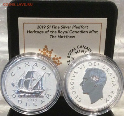 Монеты с Корабликами - 1 $ 19 Heritage of the Royal Canadian Mint - The Matthew - Silver Unc Box - 5