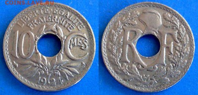 Франция - 10 сантимов 1924 года до 11.08 - Франция 10 сантимов 1924