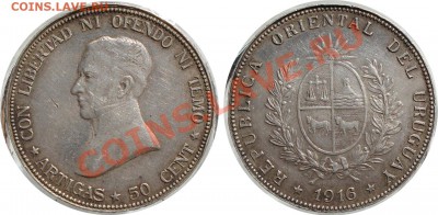 Иностранные монеты форумчан ( Серебро в патине и в Блеске ) - Urug.pi-cu.50.1916_a