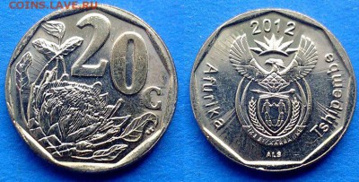 ЮАР - 20 центов 2012 года до 14.08 - ЮАР 20 центов 2012