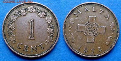 Мальта - 1 цент 1972 года до 14.08 - Мальта 1 цент 1972