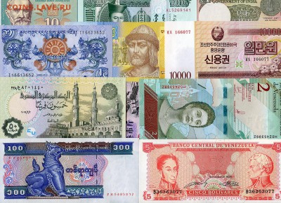 100 иностранных банкнот, все разные.  до 12.08. в 22:00 мск. - №____4