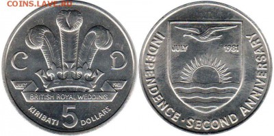 Шайба Кирибати 5$ долларов 1981 Независимость - krona_shajba_kiribati_5_dollarov_1981_nezavisimost