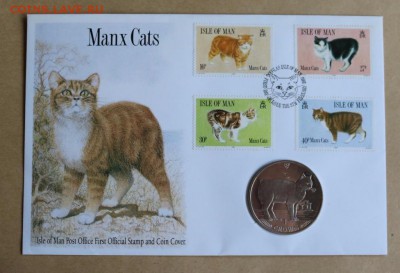 Остров Мэн 1 крона 1988 Кошки Мэнкс Кошка Кот КПД Конверт - krona_shajba_ostrov_men_1_krona_1988_koshki_menks_koshka_kot_kpd_konvert_pervogo_dnja_fauna