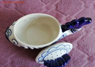 Сахарница (икорница) Гжель СССР до 15.08. в 22-00 - 5789109572