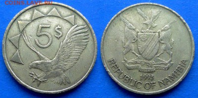 Намибия - 5 долларов 1993 года (Орел) до 16.08 - Намибия 5 долларов 1993