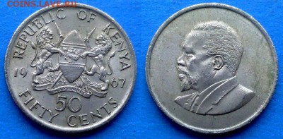 Кения - 50 центов 1967 года до 16.08 - Кения 50 центов 1967