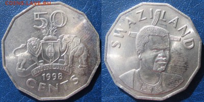 СВАЗИЛЕНД 50 центов 1998 До 14-08 В 22-00МСК - Сваз 50 ц