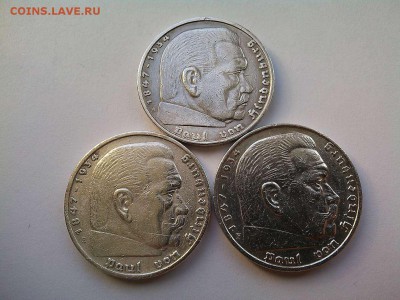 3 монеты по 5 марок Германии, 1936г. А,Е,F, до 15.08.19г. - IMG_20190812_081209_thumb